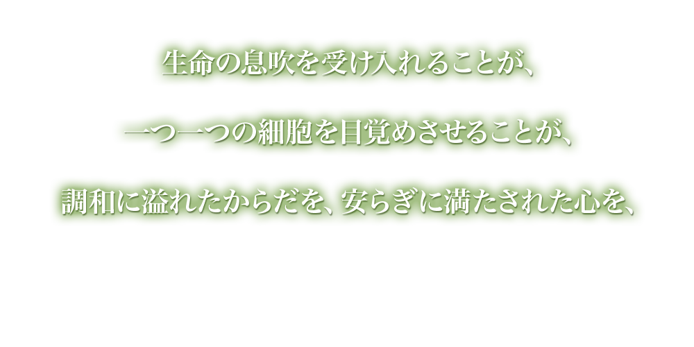 調和に溢れた体を、安らぎに満たされた心を